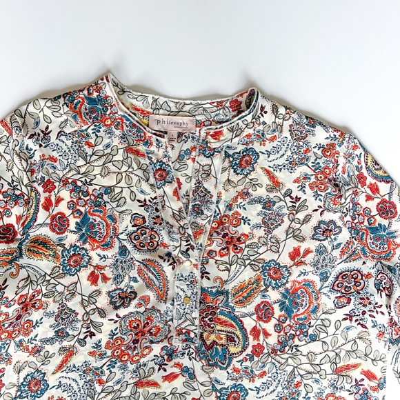 Philosophy Tunic  Multi Print Blouse Size L - Picture 4 of 11